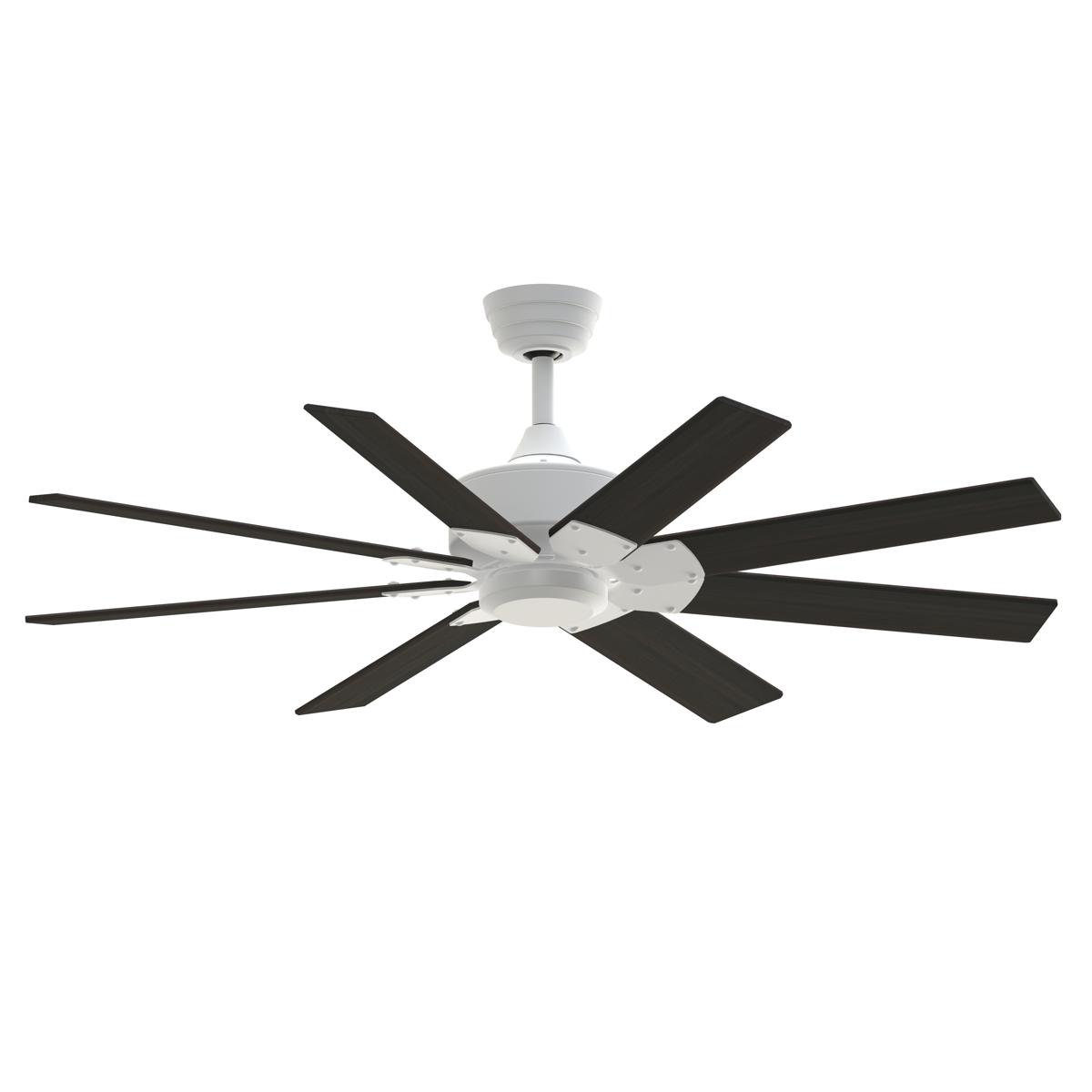 Fanimation FPD7912BMW-52DWA Levon Custom 52 inch Matte White with Dark Walnut Blades Indoor/Outdoor Smart Ceiling Fan, Kit