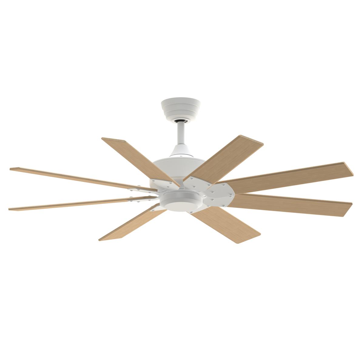 Fanimation FPD7912BMW-52N Levon Custom 52 inch Matte White with Natural Blades Indoor/Outdoor Smart Ceiling Fan in 14, 8, Kit