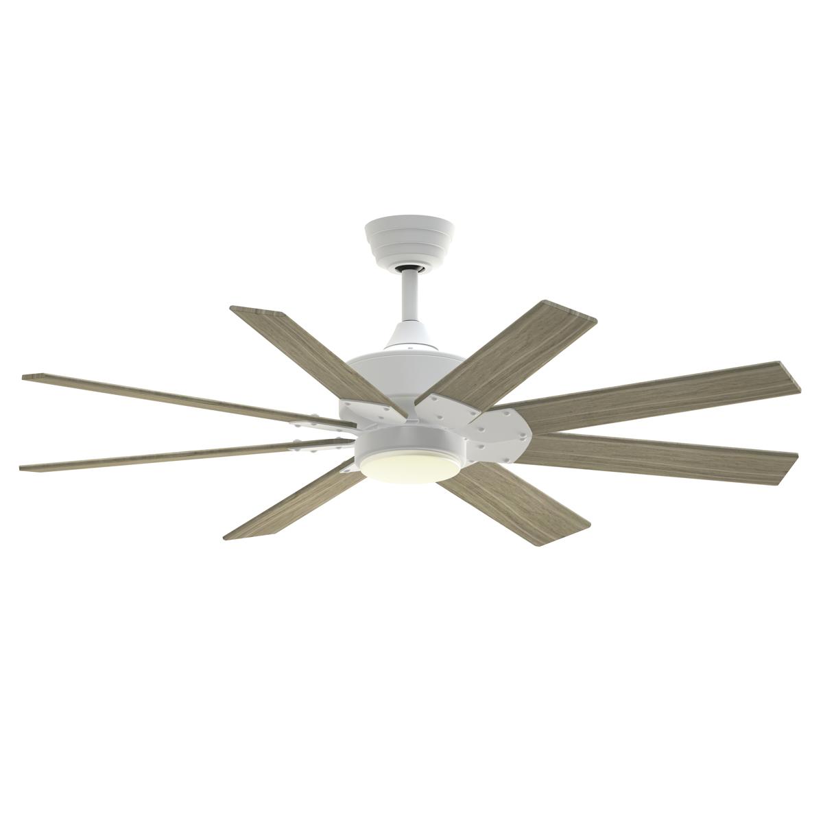 Fanimation FPD7912BMW-52WP-LK Levon Custom 52 inch Matte White with Washed Pine Blades Indoor/Outdoor Smart Ceiling Fan, Kit