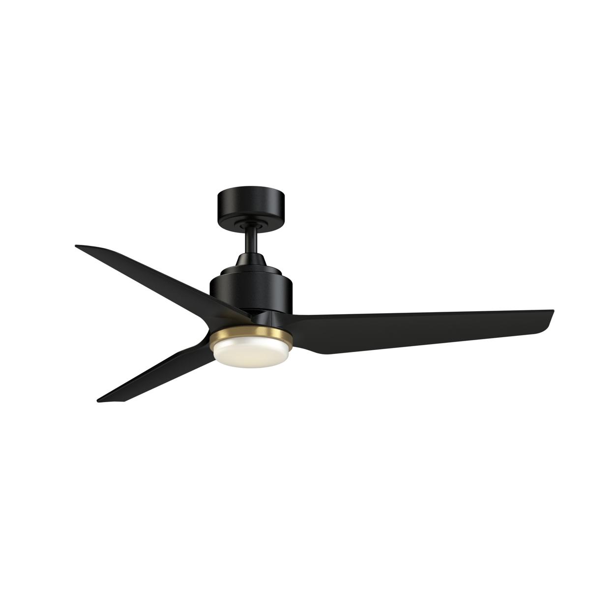 Fanimation FPD8514BLW-52BLW-LKBS TriAire Custom 52 inch Black/Brushed Satin Brass with Black Blades Indoor/Outdoor Smart Ceiling Fan, Kit