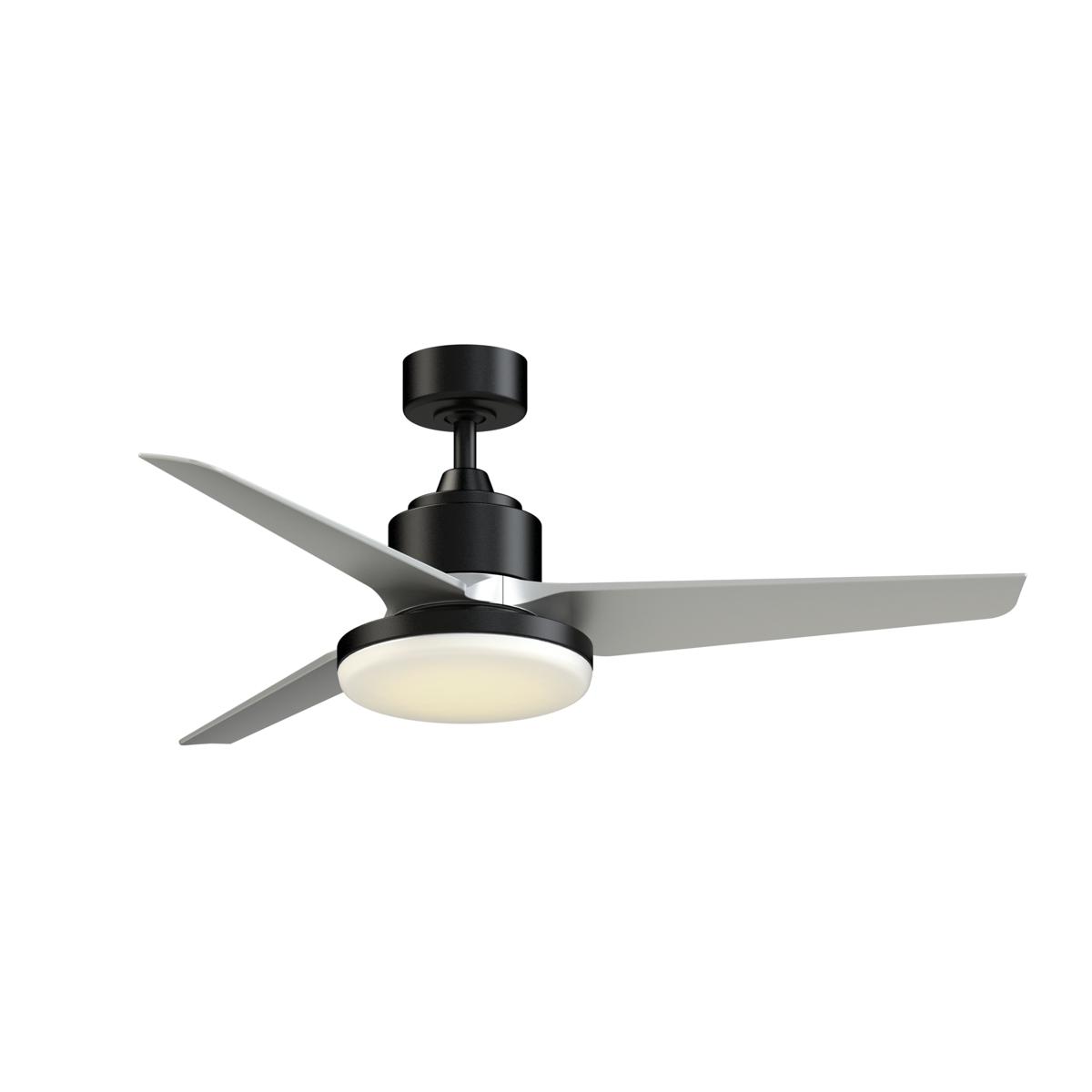 Fanimation FPD8514BLW-52SLW-12LK TriAire Custom 52 inch Black with Silver Blades Indoor/Outdoor Smart Ceiling Fan, Kit