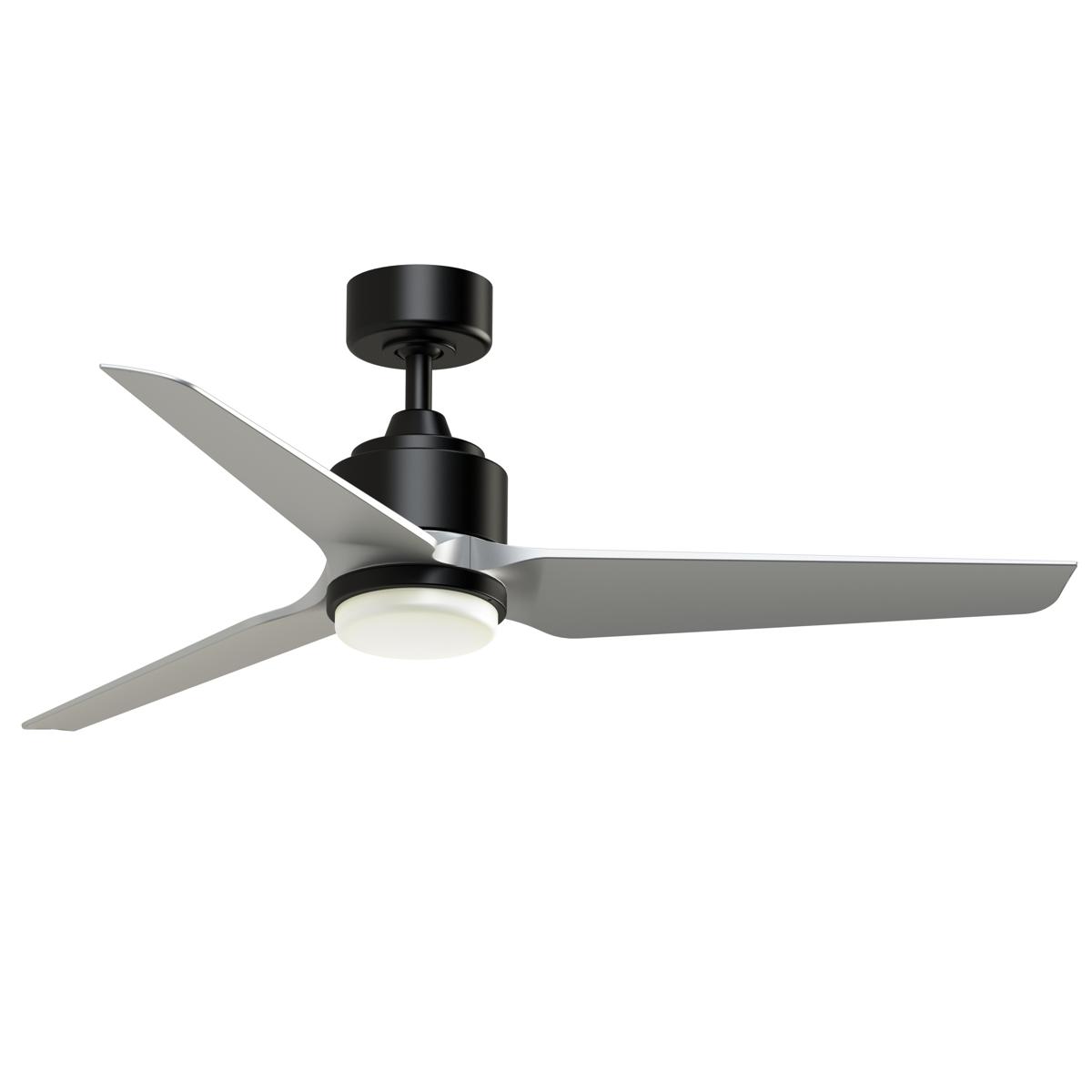 Fanimation FPD8514BLW-52SLW-LK TriAire Custom 52 inch Black with Silver Blades Indoor/Outdoor Smart Ceiling Fan, Kit