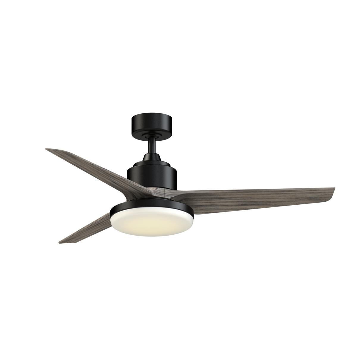 Fanimation FPD8514BLW-52WEW-12LK TriAire Custom 52 inch Black with Weathered Wood Blades Indoor/Outdoor Smart Ceiling Fan in 14, 3, Kit