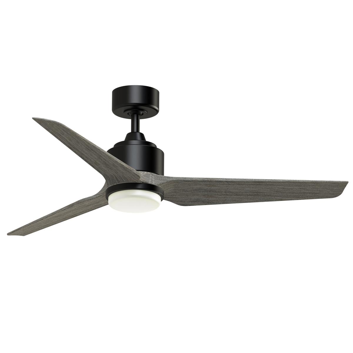 Fanimation FPD8514BLW-52WEW-LK TriAire Custom 52 inch Black with Weathered Wood Blades Indoor/Outdoor Smart Ceiling Fan, Kit