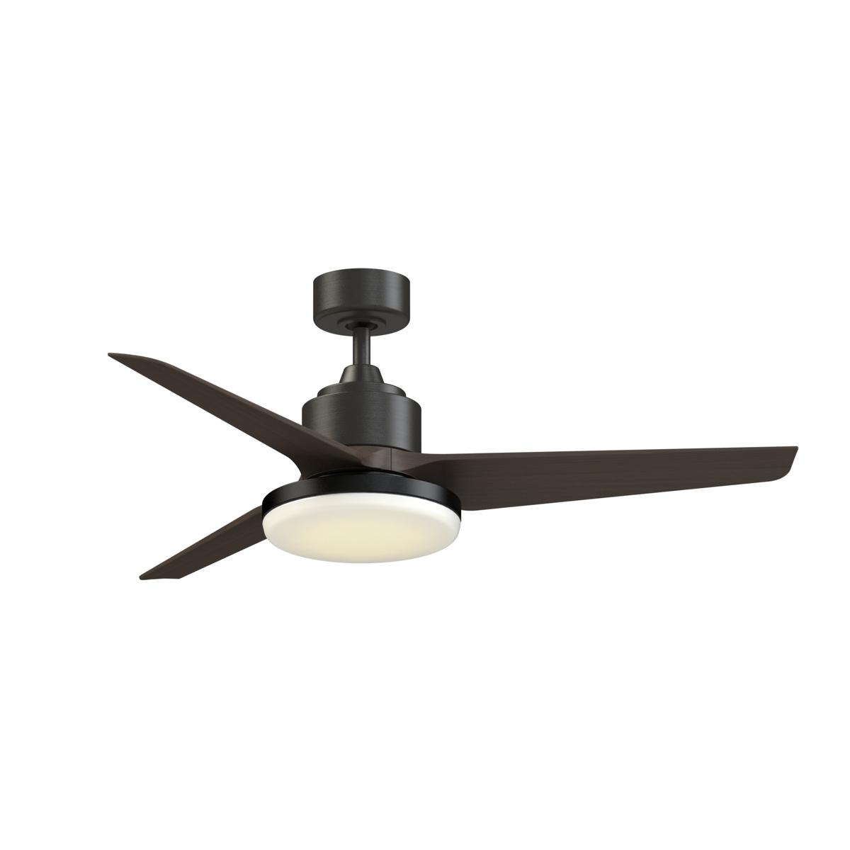 Fanimation FPD8514DZW-52DWAW-12LK TriAire Custom 52 inch Dark Bronze with Dark Walnut Blades Indoor/Outdoor Smart Ceiling Fan, Kit