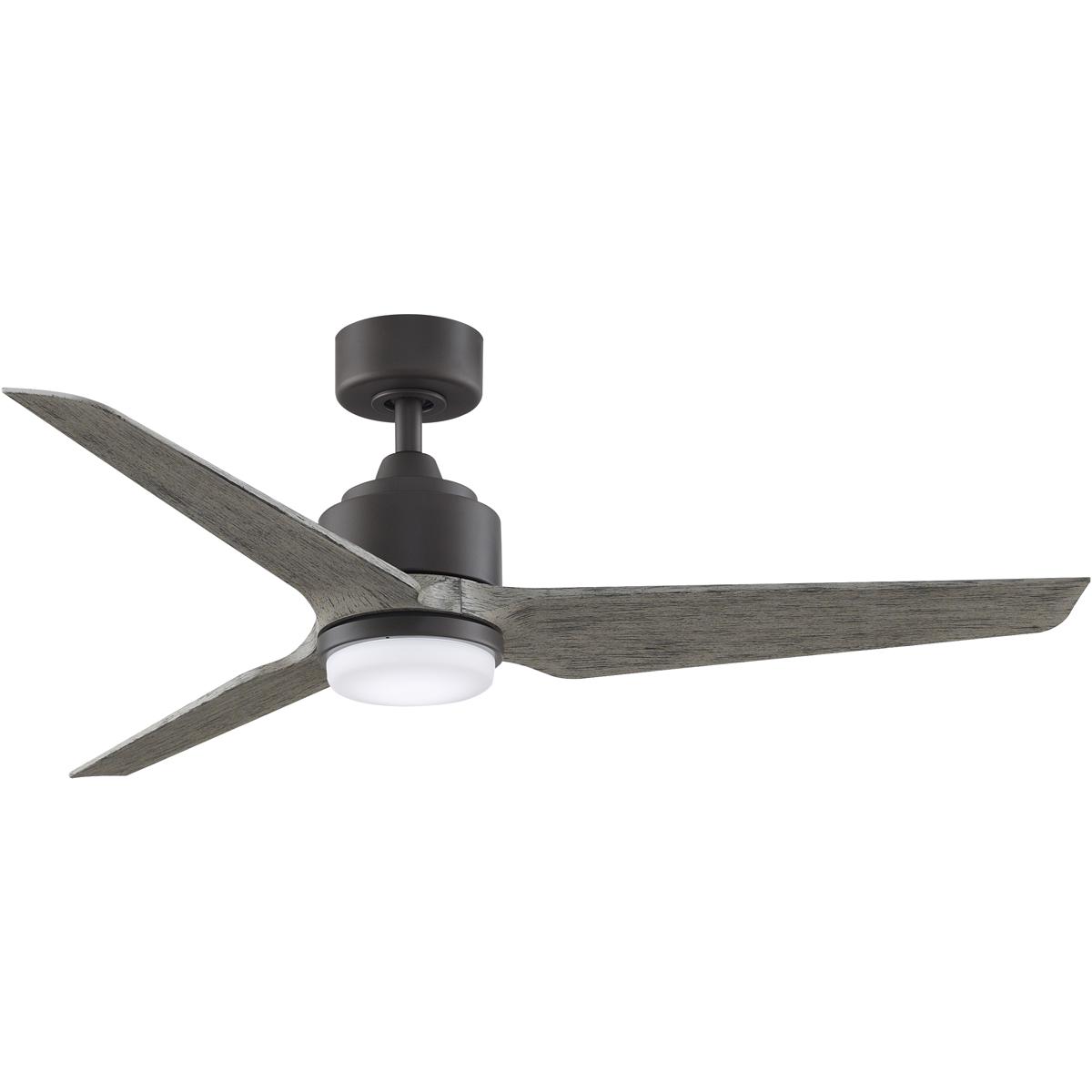 Fanimation FPD8514GRW-52WEW-LK TriAire Custom 52 inch Matte Greige with Weathered Wood Blades Indoor/Outdoor Smart Ceiling Fan, Kit
