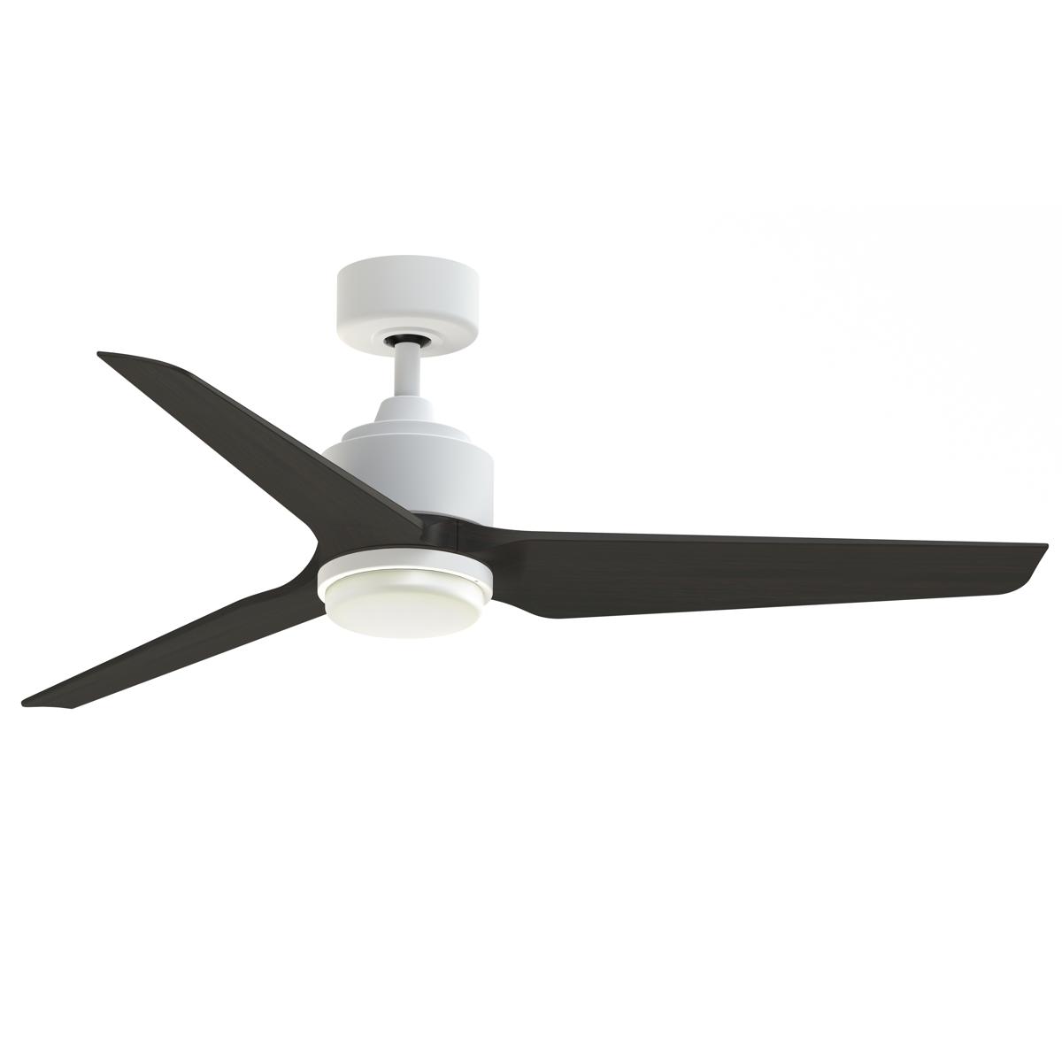 Fanimation FPD8514MWW-52DWAW-LK TriAire Custom 52 inch Matte White with Dark Walnut Blades Indoor/Outdoor Smart Ceiling Fan, Kit