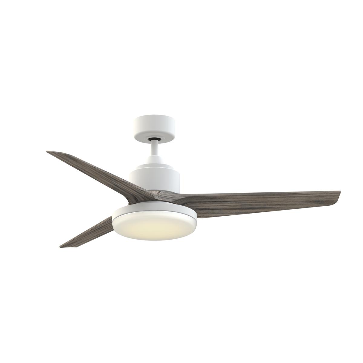 Fanimation FPD8514MWW-52WEW-12LK TriAire Custom 52 inch Matte White with Weathered Wood Blades Indoor/Outdoor Smart Ceiling Fan in 14, 3, Kit