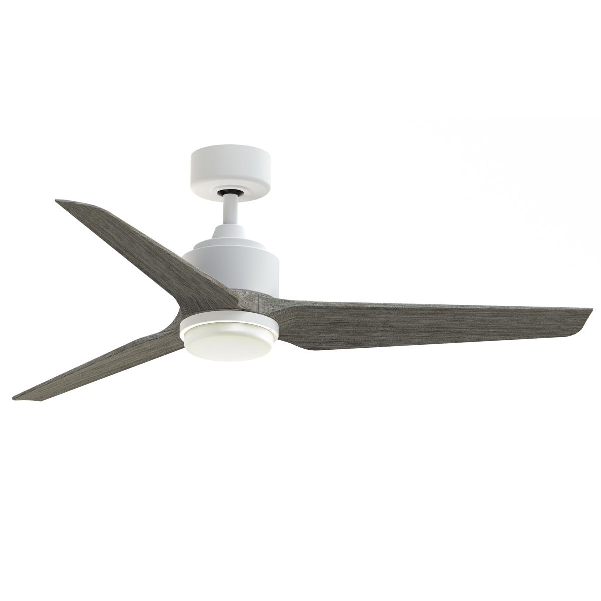 Fanimation FPD8514MWW-52WEW-LK TriAire Custom 52 inch Matte White with Weathered Wood Blades Indoor/Outdoor Smart Ceiling Fan, Kit