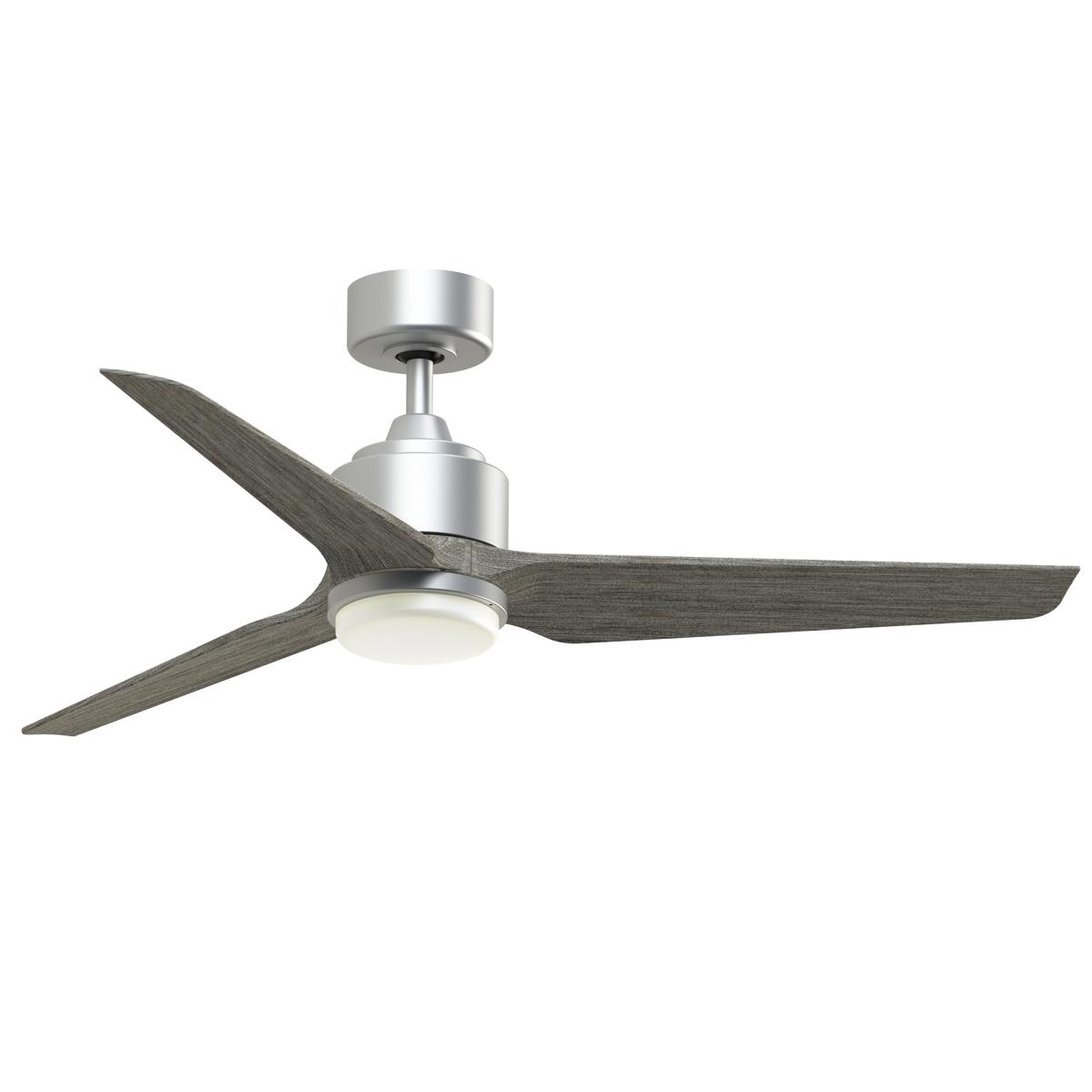 Fanimation FPD8514SLW-52WEW-LK TriAire Custom 52 inch Silver with Weathered Wood Blades Indoor/Outdoor Smart Ceiling Fan, Kit