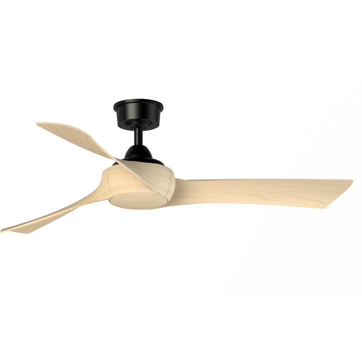 Fanimation FPD8530BL-52N Wrap Custom 52 inch Black with Natural Blades Indoor/Outdoor Smart Ceiling Fan in 3, Kit