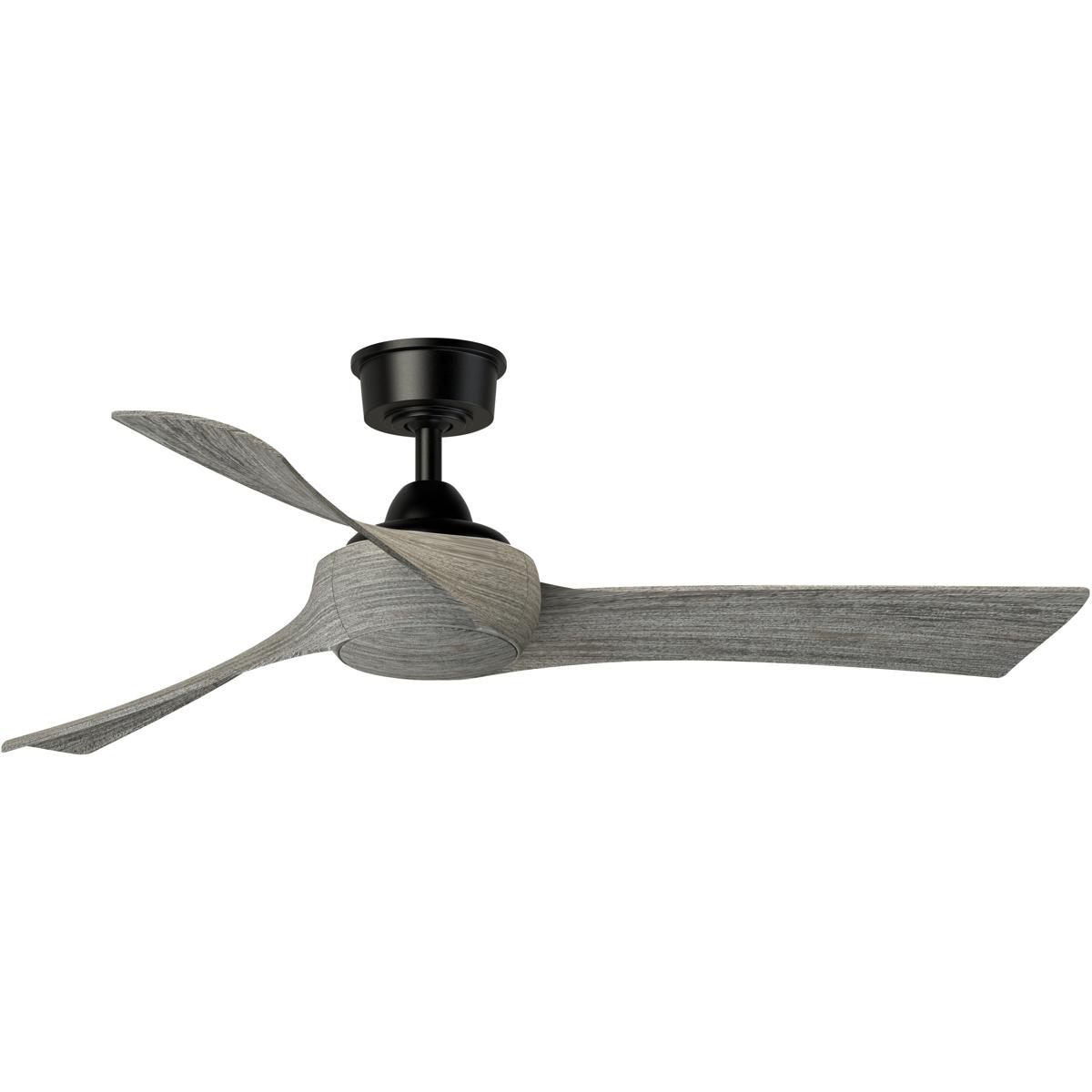 Fanimation FPD8530BL-52WE Wrap Custom 52 inch Black with Weathered Wood Blades Indoor/Outdoor Smart Ceiling Fan in 3, Kit