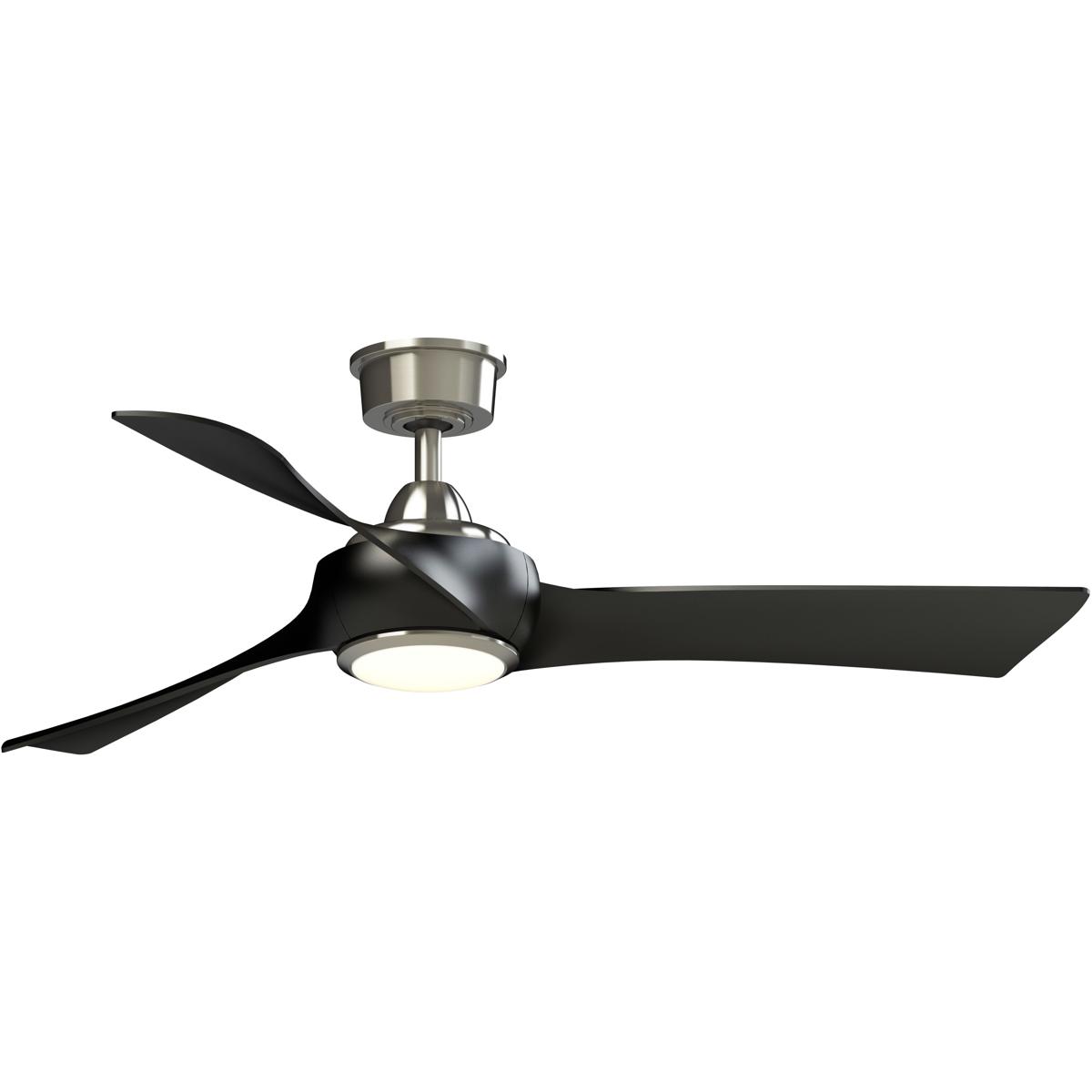 Fanimation FPD8530BN-52BL-LK Wrap Custom 52 inch Brushed Nickel with Black Blades Indoor/Outdoor Smart Ceiling Fan, Kit