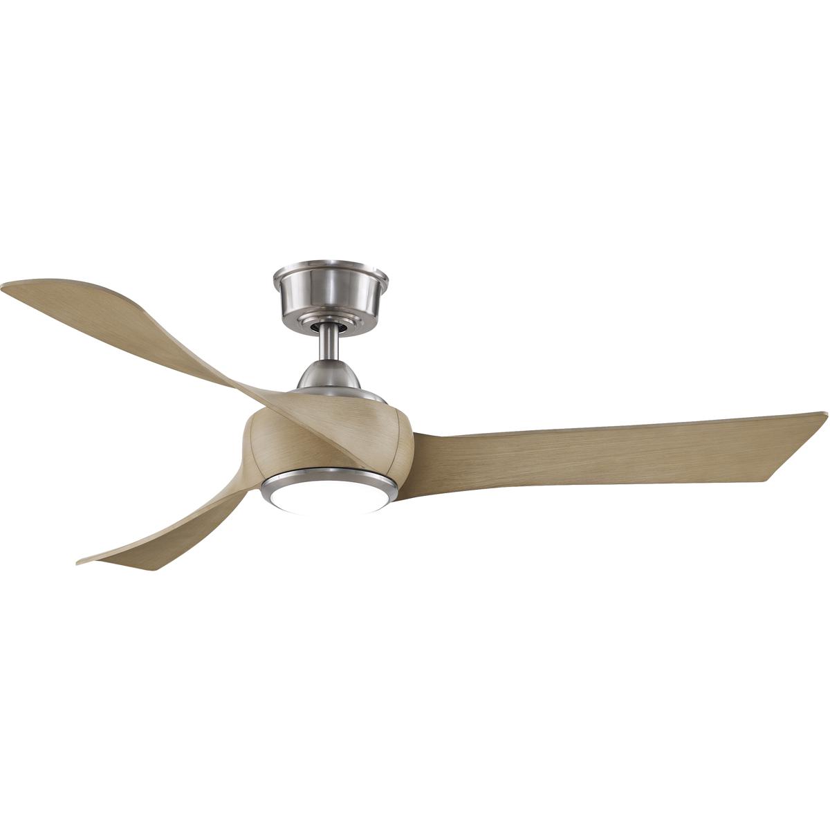 Fanimation FPD8530BN-52N-LK Wrap Custom 52 inch Brushed Nickel with Natural Blades Indoor/Outdoor Smart Ceiling Fan, Kit
