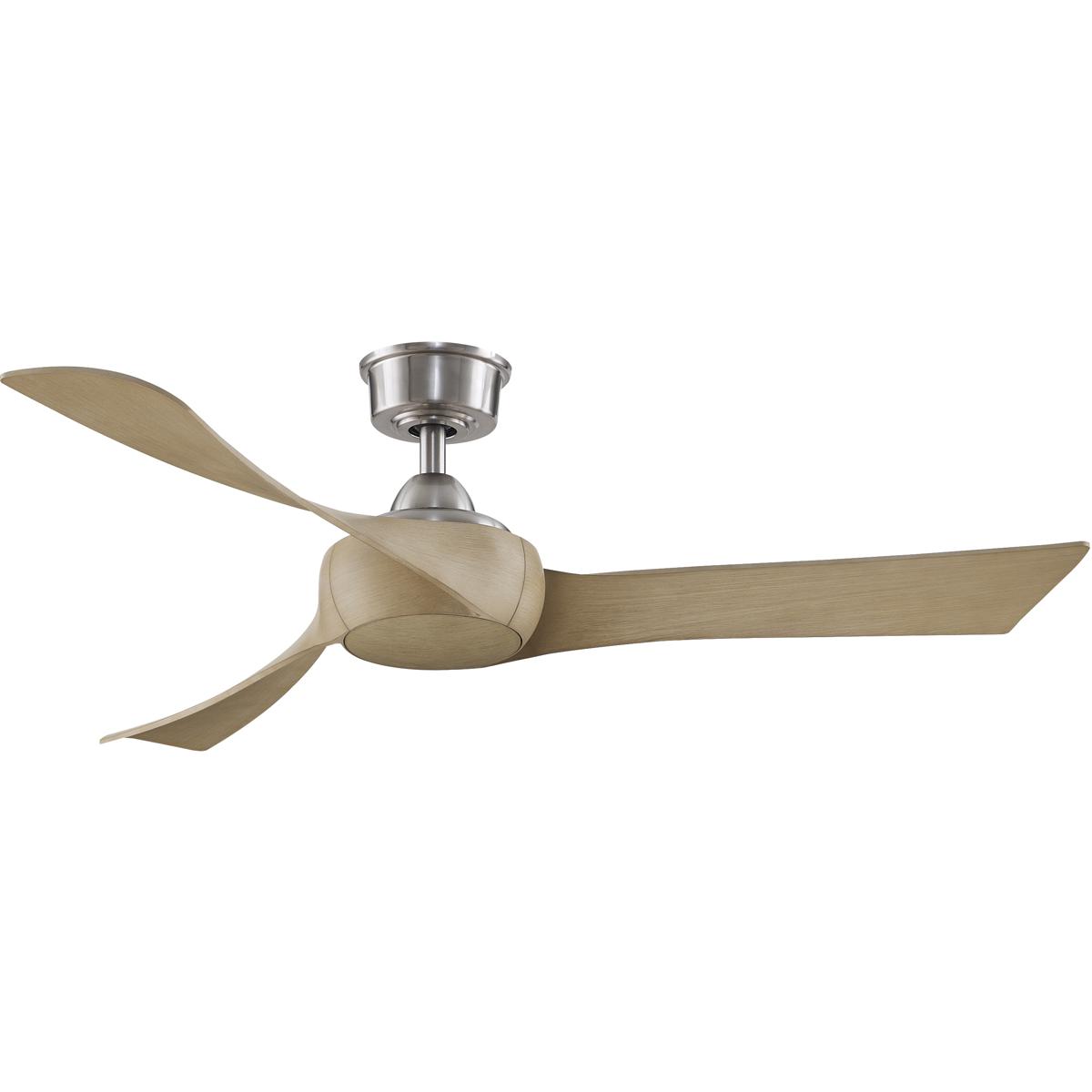 Fanimation FPD8530BN-52N Wrap Custom 52 inch Brushed Nickel with Natural Blades Indoor/Outdoor Smart Ceiling Fan in 3, Kit