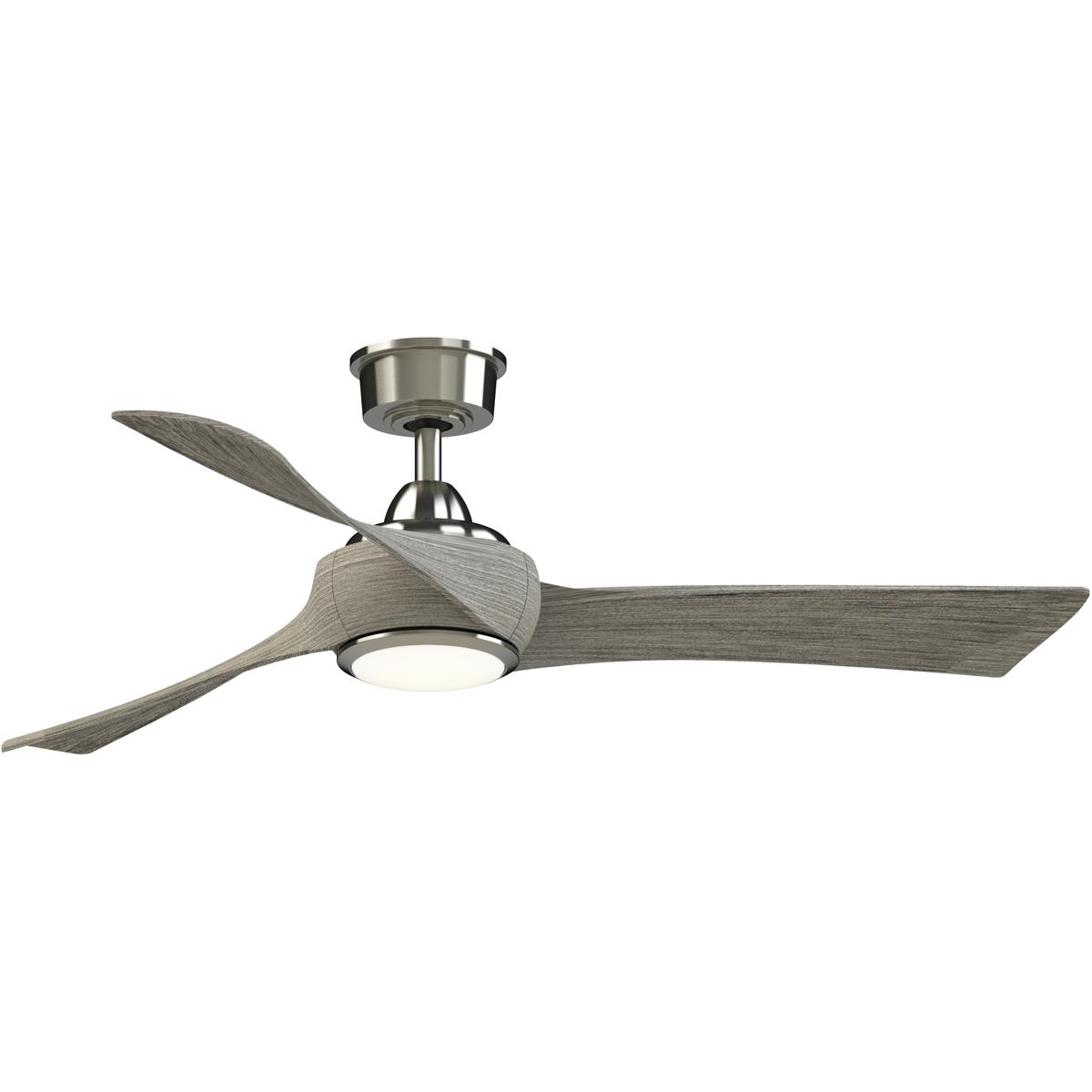 Fanimation FPD8530BN-52WE-LK Wrap Custom 52 inch Brushed Nickel with Weathered Wood Blades Indoor/Outdoor Smart Ceiling Fan, Kit