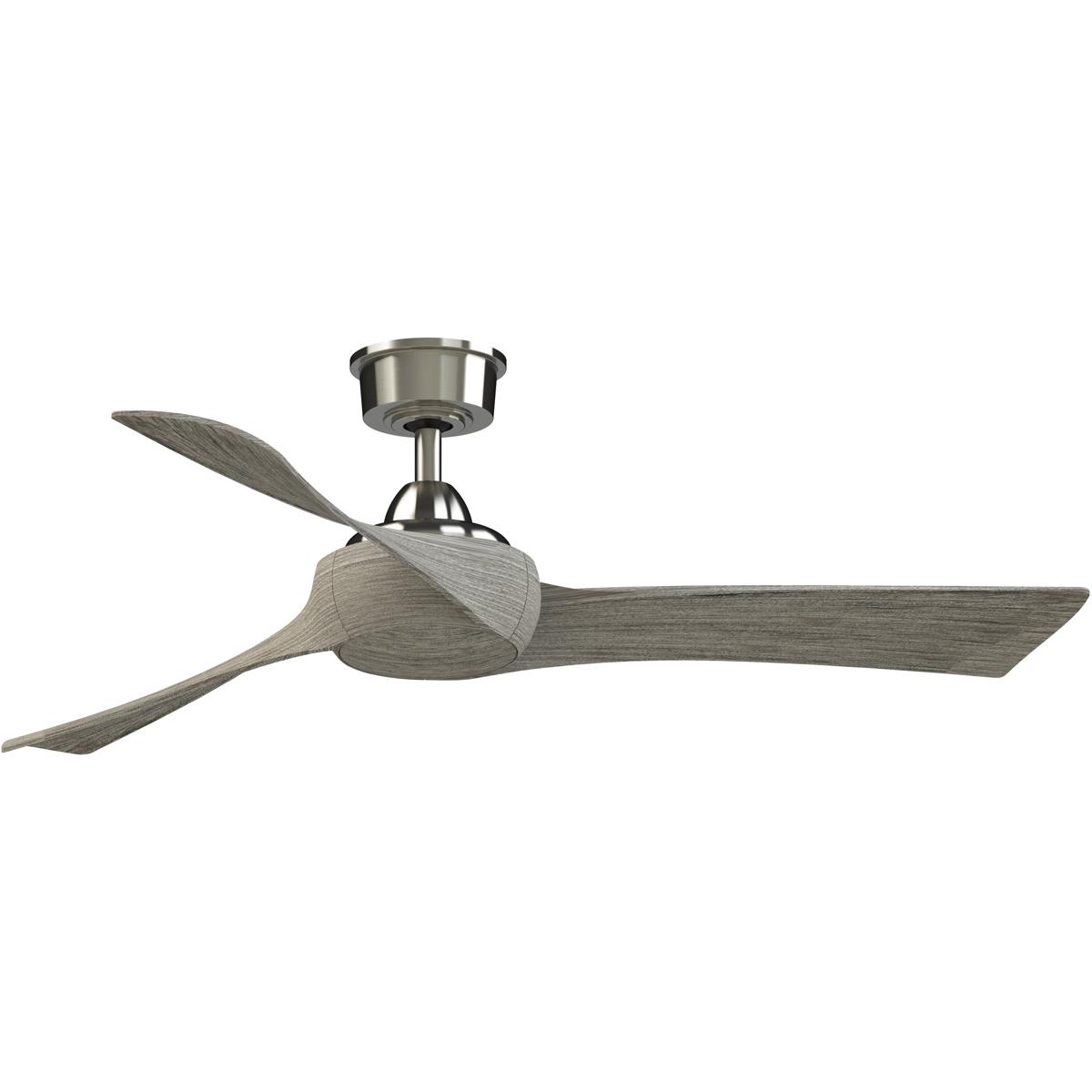 Fanimation FPD8530BN-52WE Wrap Custom 52 inch Brushed Nickel with Weathered Wood Blades Indoor/Outdoor Smart Ceiling Fan in 3, Kit