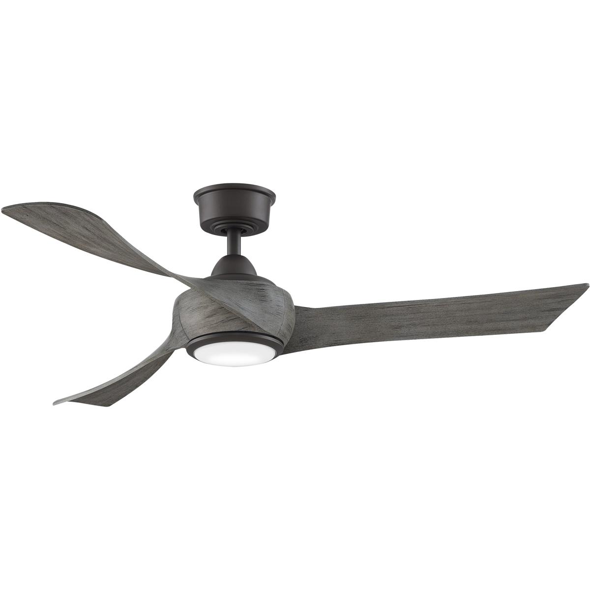 Fanimation FPD8530GR-52WE-LK Wrap Custom 52 inch Matte Greige with Weathered Wood Blades Indoor/Outdoor Smart Ceiling Fan, Kit