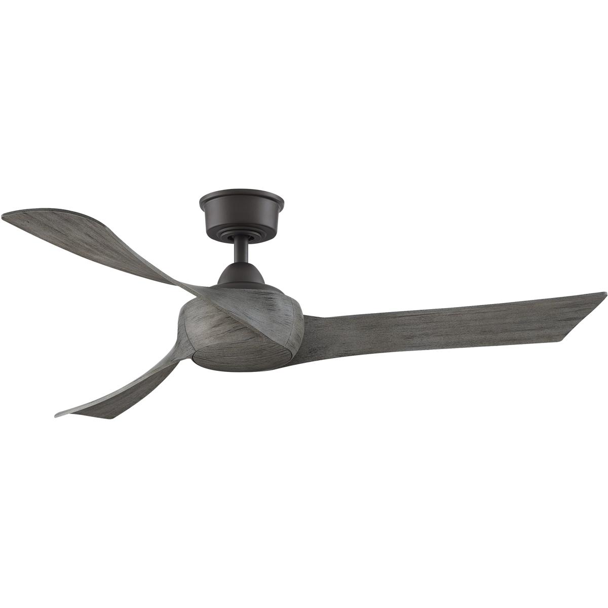 Fanimation FPD8530GR-52WE Wrap Custom 52 inch Matte Greige with Weathered Wood Blades Indoor/Outdoor Smart Ceiling Fan in 3, Kit