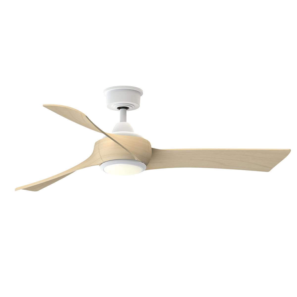 Fanimation FPD8530MW-52N-LK Wrap Custom 52 inch Matte White with Natural Blades Indoor/Outdoor Smart Ceiling Fan, Kit