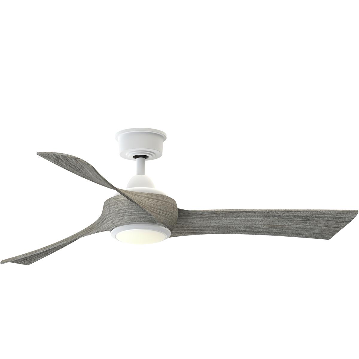 Fanimation FPD8530MW-52WE-LK Wrap Custom 52 inch Matte White with Weathered Wood Blades Indoor/Outdoor Smart Ceiling Fan, Kit