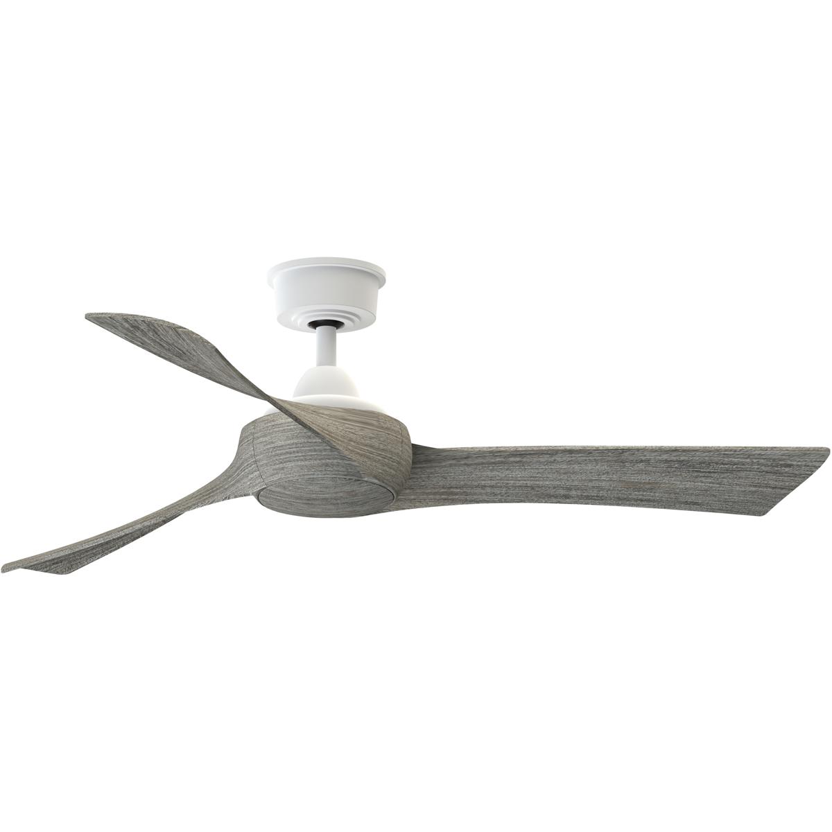 Fanimation FPD8530MW-52WE Wrap Custom 52 inch Matte White with Weathered Wood Blades Indoor/Outdoor Smart Ceiling Fan, Kit