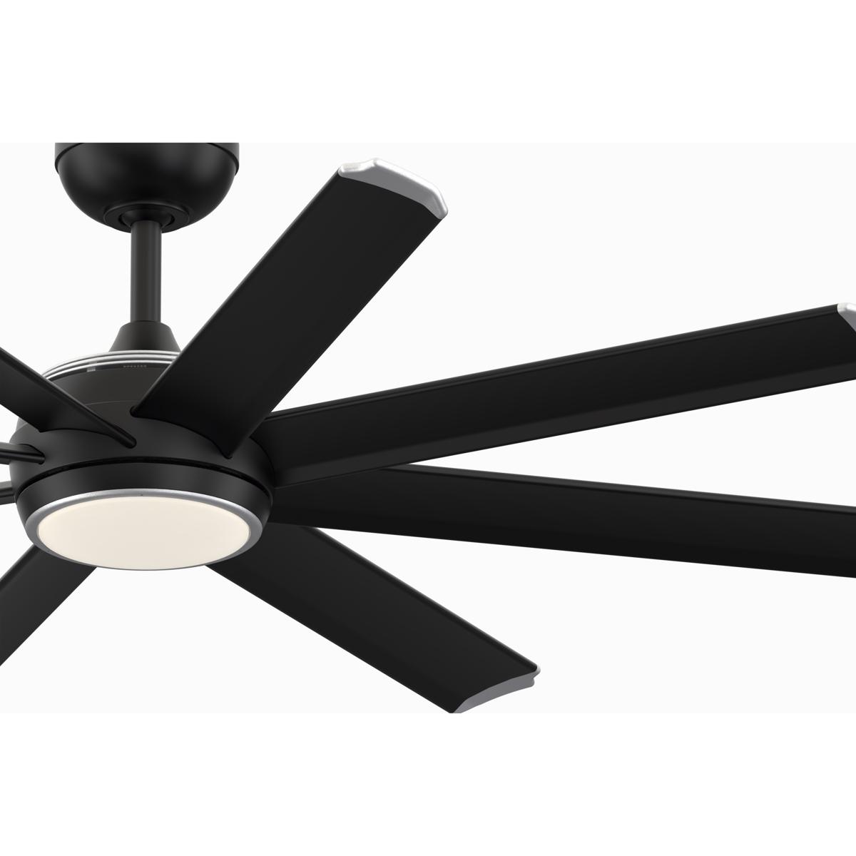 Fanimation FPD7997BLW-56BLW Stellar Custom 56 inch Black with Black with Silver Tip Blades Indoor/Outdoor Smart Ceiling Fan, Kit