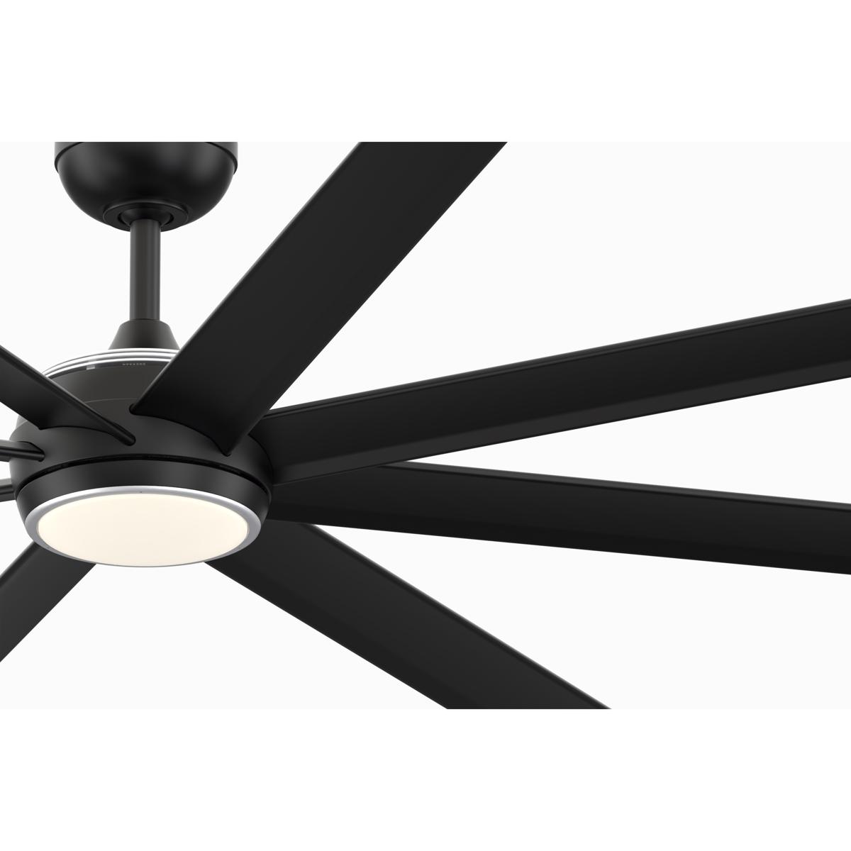 Fanimation FPD7997BLW-72BLW Stellar Custom 72 inch Black with Black with Silver Tip Blades Indoor/Outdoor Smart Ceiling Fan, Kit