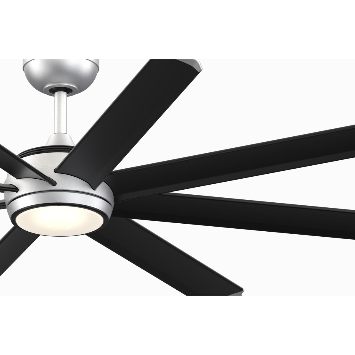 Fanimation FPD7997SLW-64BLW Stellar Custom 64 inch Silver with Black with Silver Tip Blades Indoor/Outdoor Smart Ceiling Fan, Kit