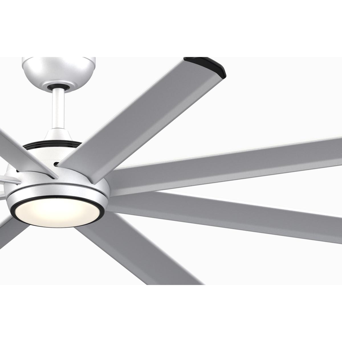 Fanimation FPD7997SLW-64SLW Stellar Custom 64 inch Silver with Silver with Black Tip Blades Indoor/Outdoor Smart Ceiling Fan, Kit