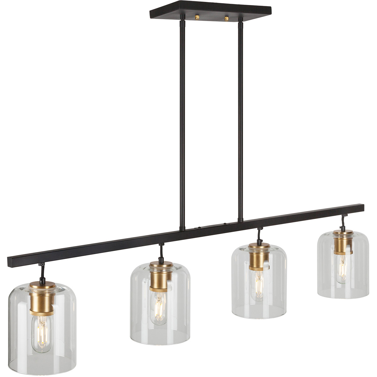 Forte Lighting 2724-04-62 Tyrone 4 Light 42 inch Black and Soft Gold Linear Chandelier Ceiling Light
