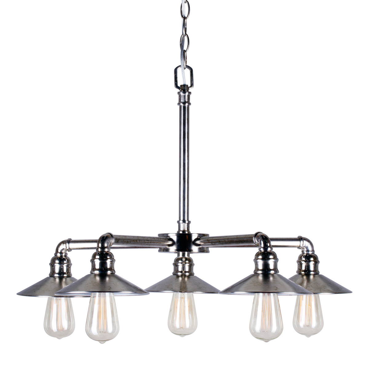 Forte Lighting 7159-05-69 Signature 5 Light 27 inch Vintage Chrome Chandelier Ceiling Light