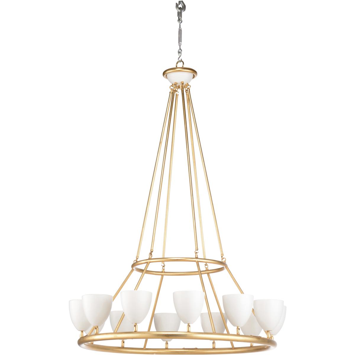 Frederick Cooper 65844 Larry Laslo 12 Light 36 inch Antique Gold LeafMatte White Chandelier Ceiling Light