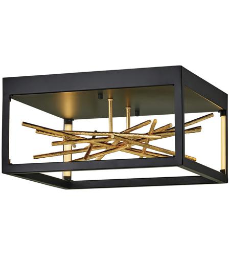 Styx Led 18 Inch Black With Gilded Gold Flush Mount Ceiling Light