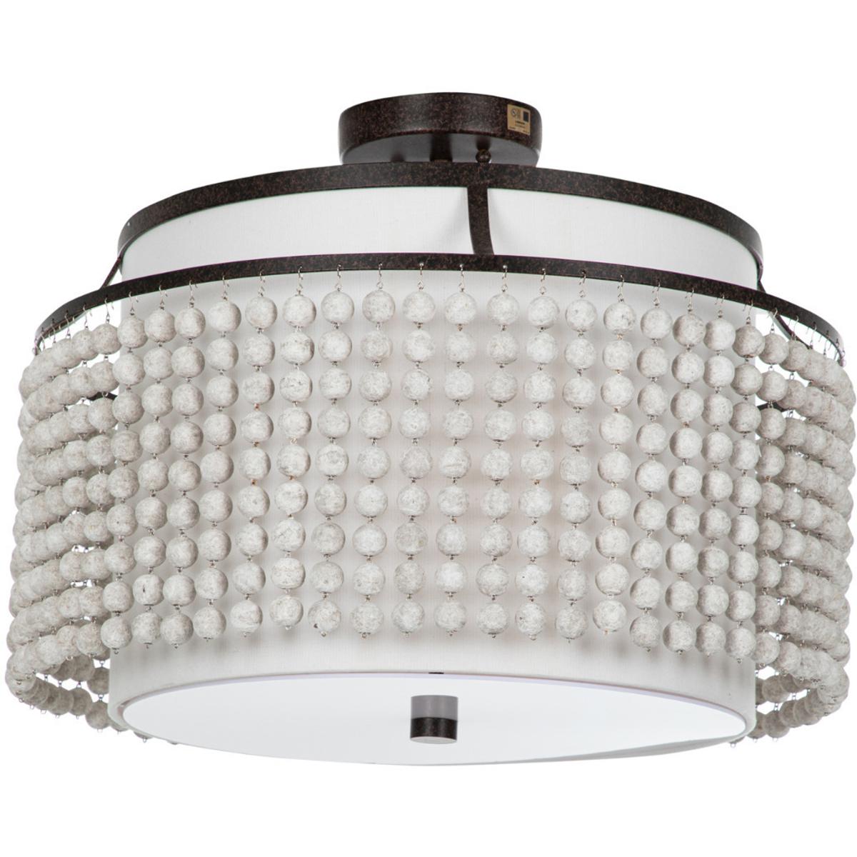 Gabby SCH-170470 Joanna 2 Light 20.75 inch Venetian Rust / Distressed Ivory / Feather White Linen / White Acrylic Semi-Flush Mount Ceiling Light