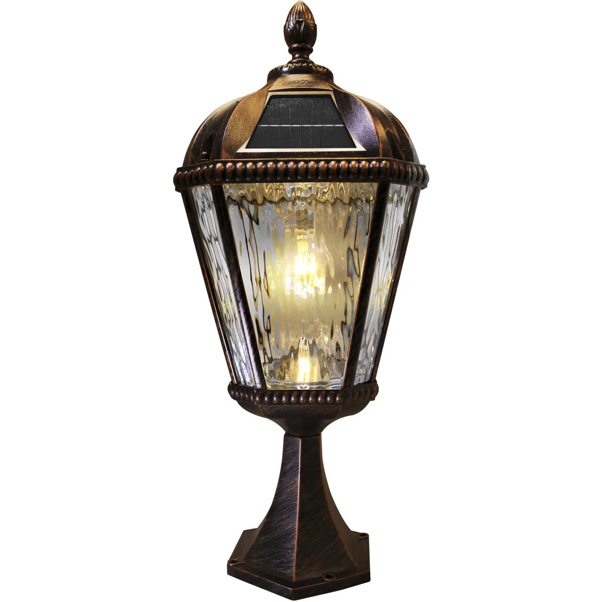 Royal Bulb Solar Light, GS Solar Light Bulb, Pier Mount, Brushed Bronze