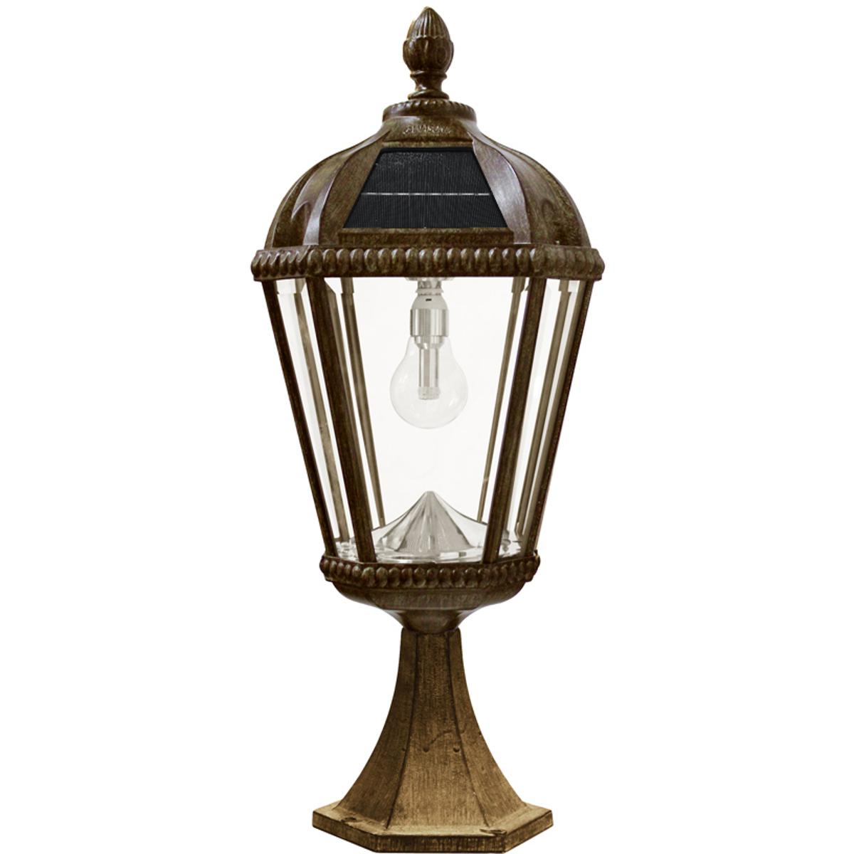 Royal Bulb Solar Light, GS Solar Light Bulb, Pier Mount, Weathered Bronze