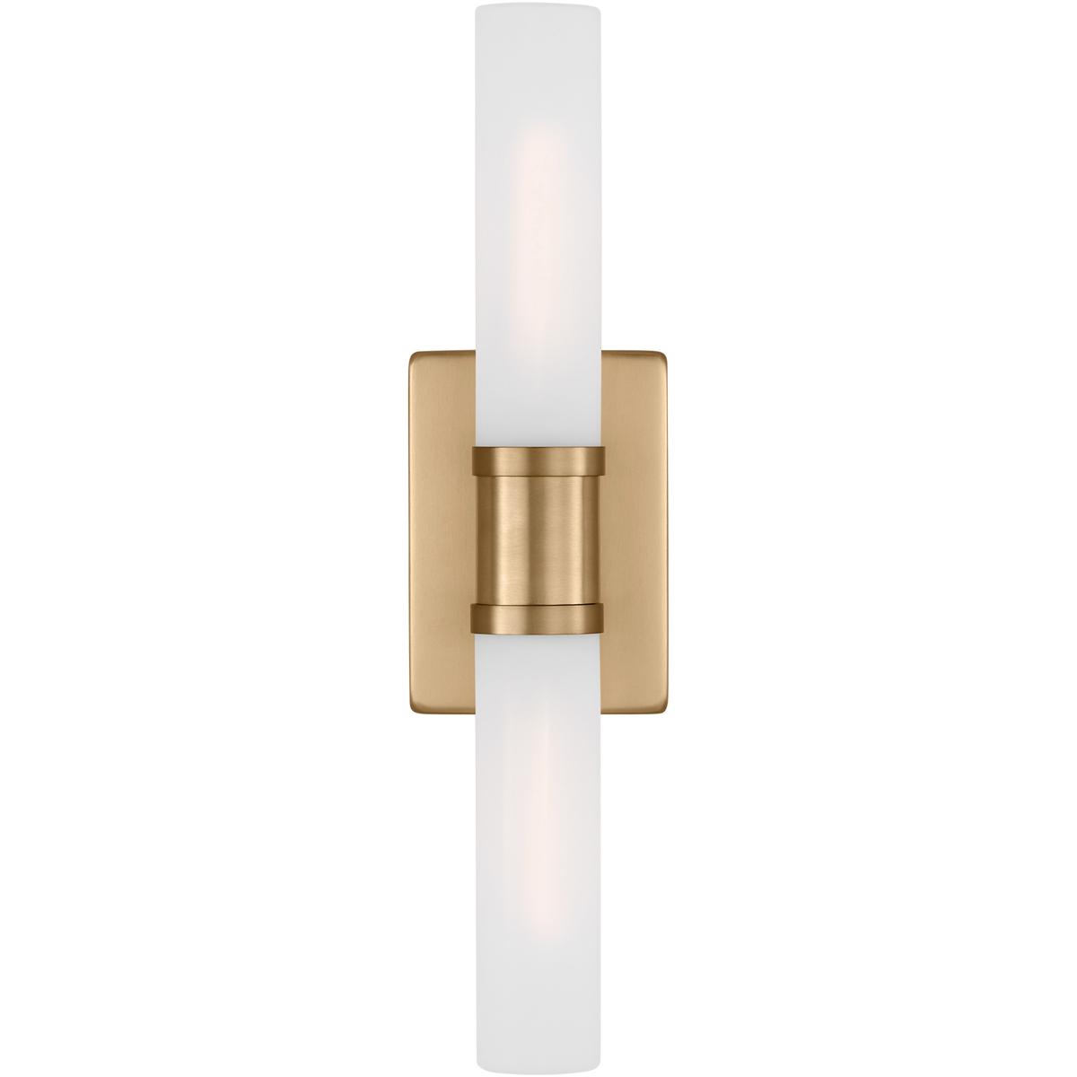 Visual Comfort Studio Collection 4565002-848 Keaton 2 Light 5 inch Satin Brass Bath Vanity Wall Light in Satin Etched Glass