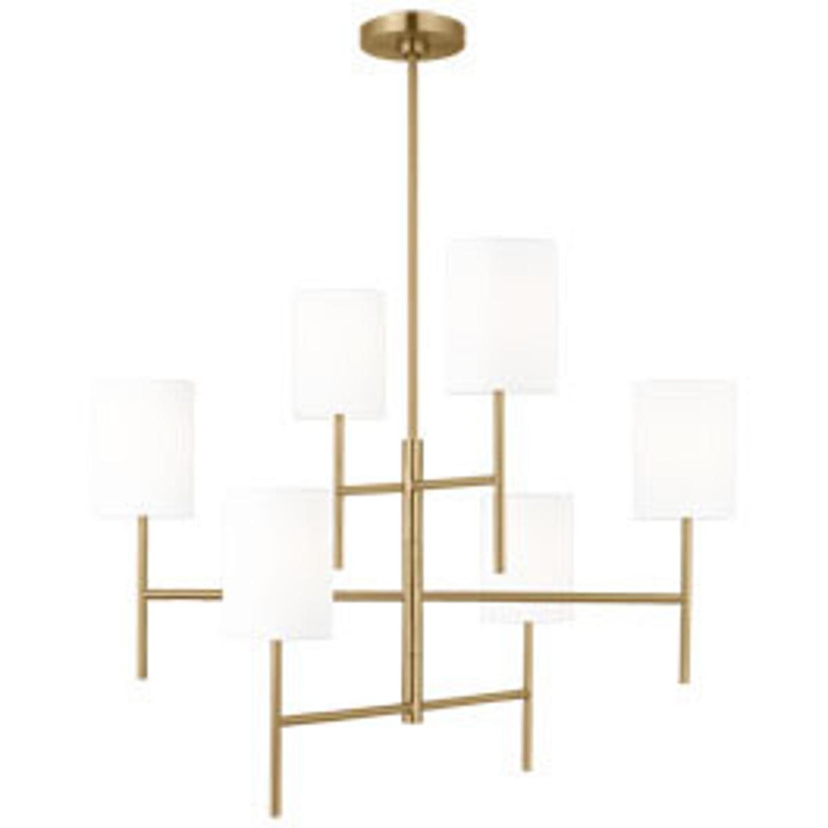 Visual Comfort Studio Collection BC1006BBS Barbara Barry Key 6 Light 32 inch Burnished Brass Chandelier Ceiling Light