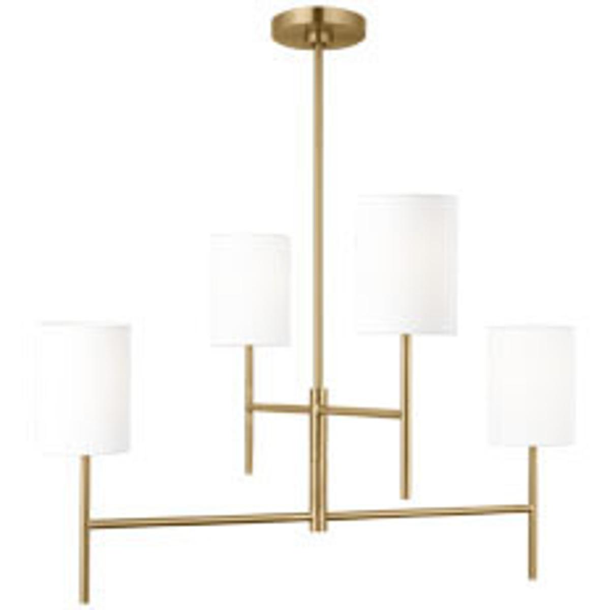 Visual Comfort Studio Collection BC1024BBS Barbara Barry Key 4 Light 32 inch Burnished Brass Chandelier Ceiling Light