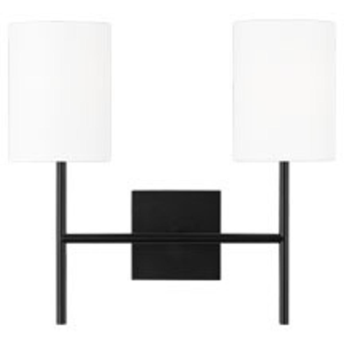 Visual Comfort Studio Collection BW1012MBK Barbara Barry Key 2 Light 16 inch Midnight Black Sconce Wall Light