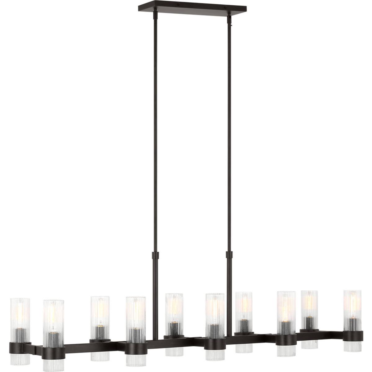 Visual Comfort Studio Collection CC13810AI C&M by Chapman & Myers Geneva 10 Light 50 inch Aged Iron Linear Chandelier Ceiling Light