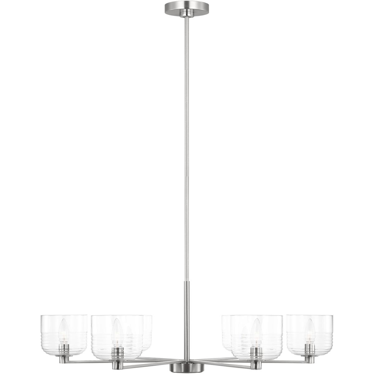 Visual Comfort Studio Collection DJC1216BS Drew & Jonathan Lochdale 6 Light 33.88 inch Brushed Nickel Chandelier Ceiling Light, Large