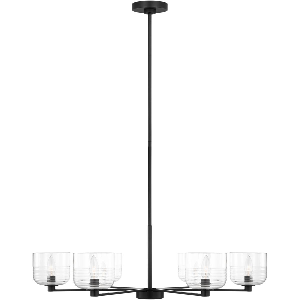 Visual Comfort Studio Collection DJC1216MBK Drew & Jonathan Lochdale 6 Light 33.88 inch Midnight Black Chandelier Ceiling Light, Large