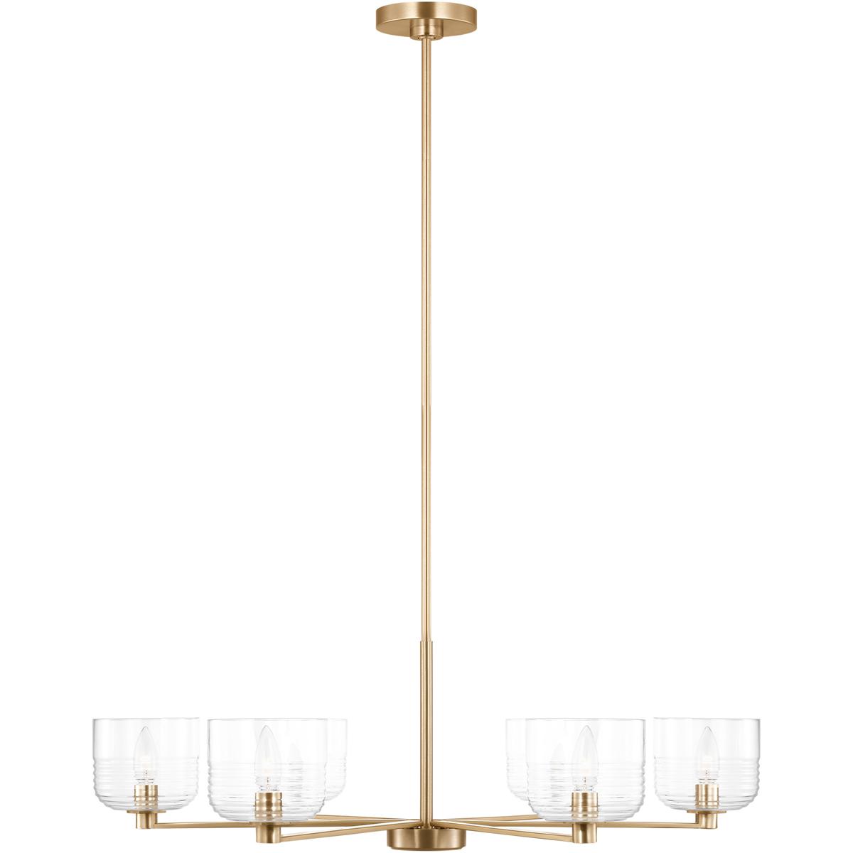 Visual Comfort Studio Collection DJC1216SB Drew & Jonathan Lochdale 6 Light 33.88 inch Satin Brass Chandelier Ceiling Light, Large