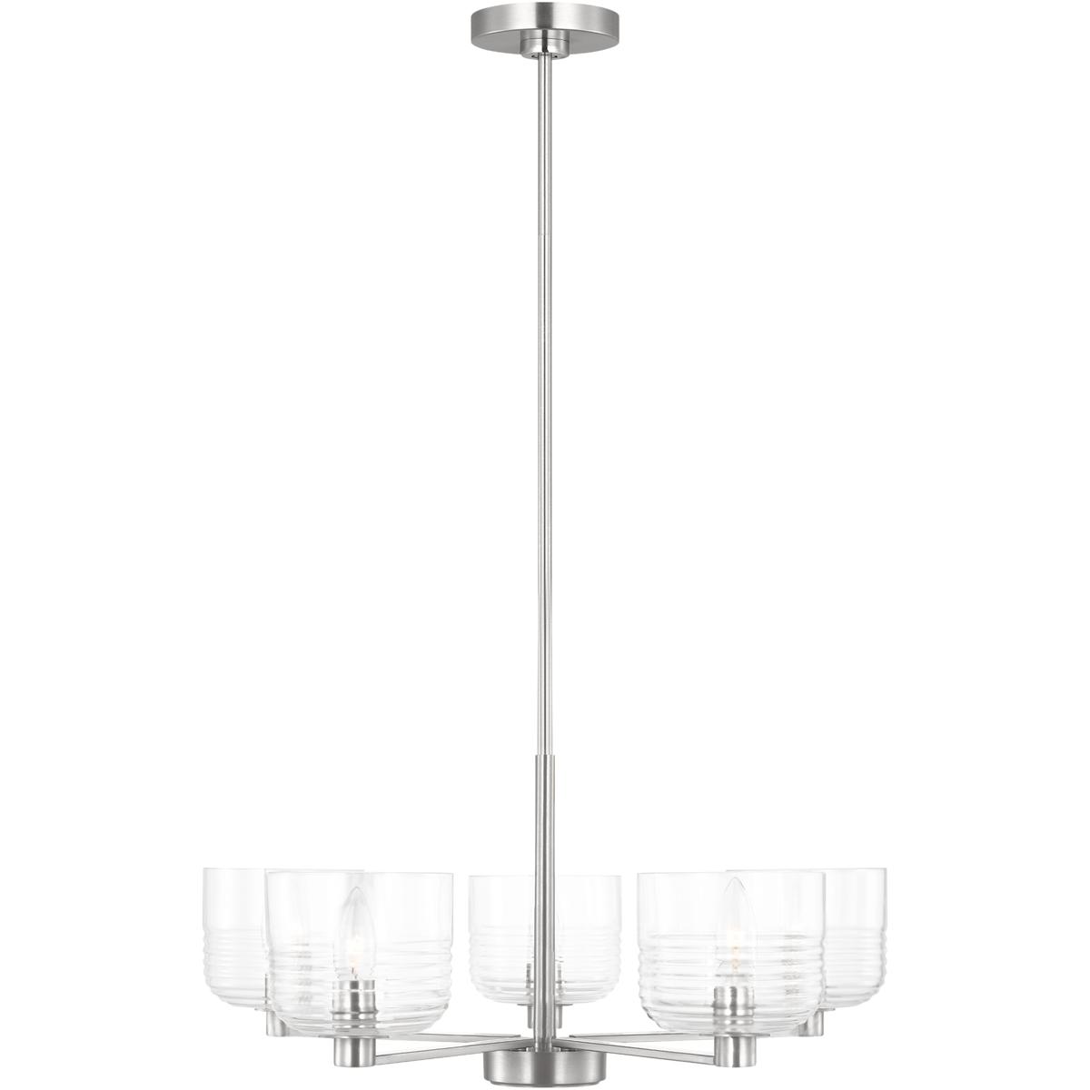 Visual Comfort Studio Collection DJC1225BS Drew & Jonathan Lochdale 5 Light 24 inch Brushed Nickel Chandelier Ceiling Light, Medium