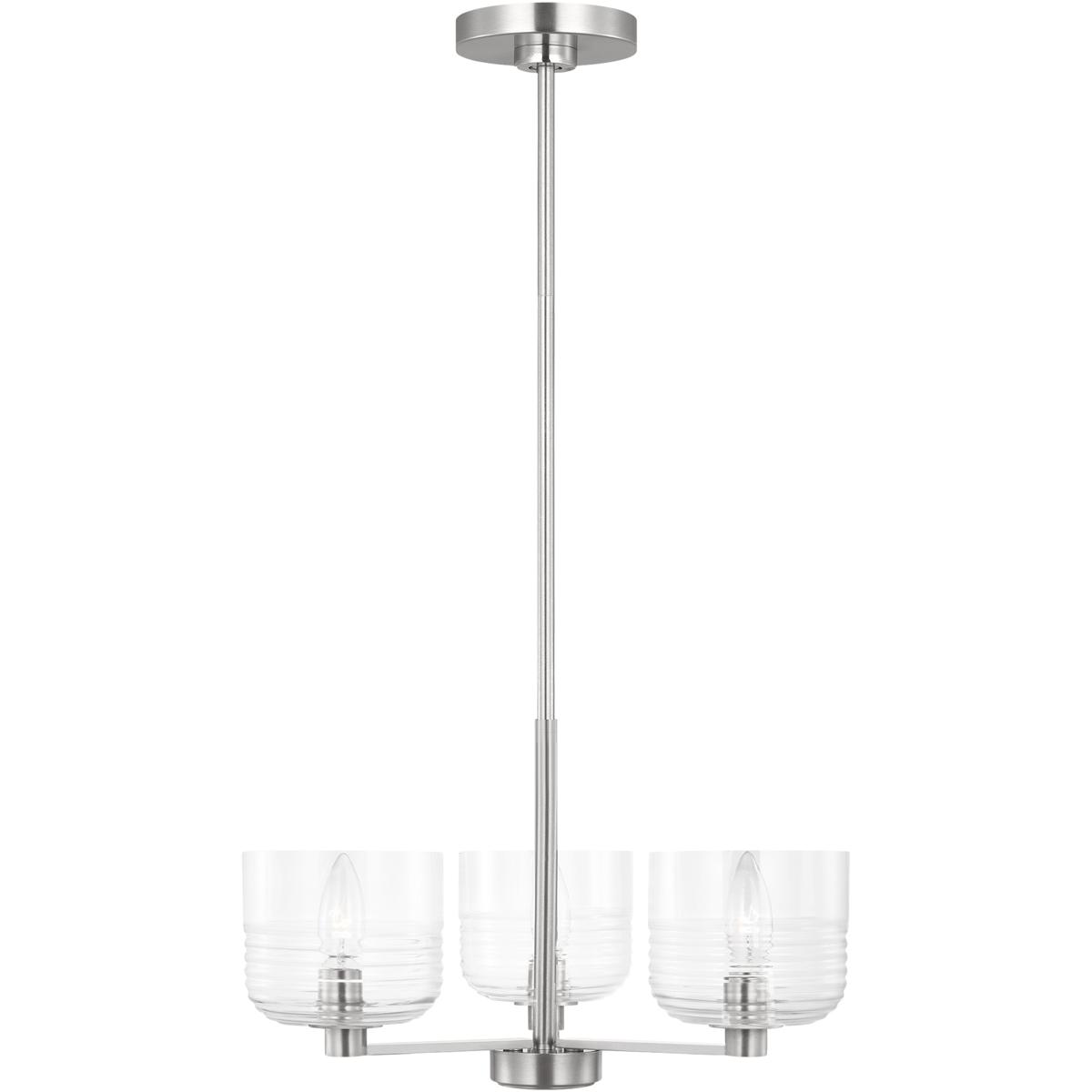 Visual Comfort Studio Collection DJC1233BS Drew & Jonathan Lochdale 3 Light 17.88 inch Brushed Nickel Chandelier Ceiling Light, Small