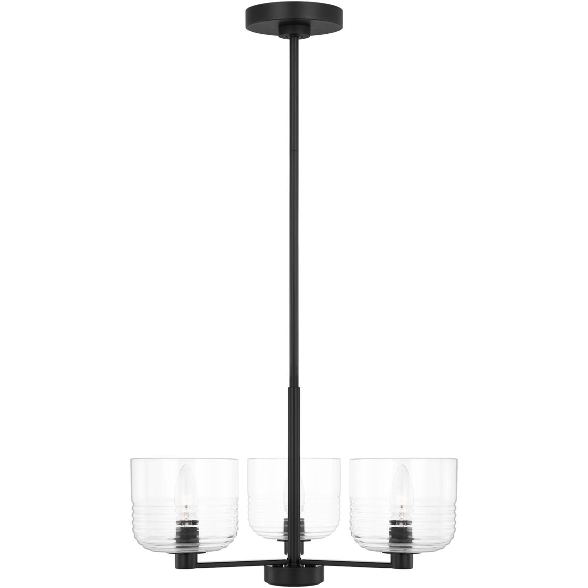 Visual Comfort Studio Collection DJC1233MBK Drew & Jonathan Lochdale 3 Light 17.88 inch Midnight Black Chandelier Ceiling Light, Small