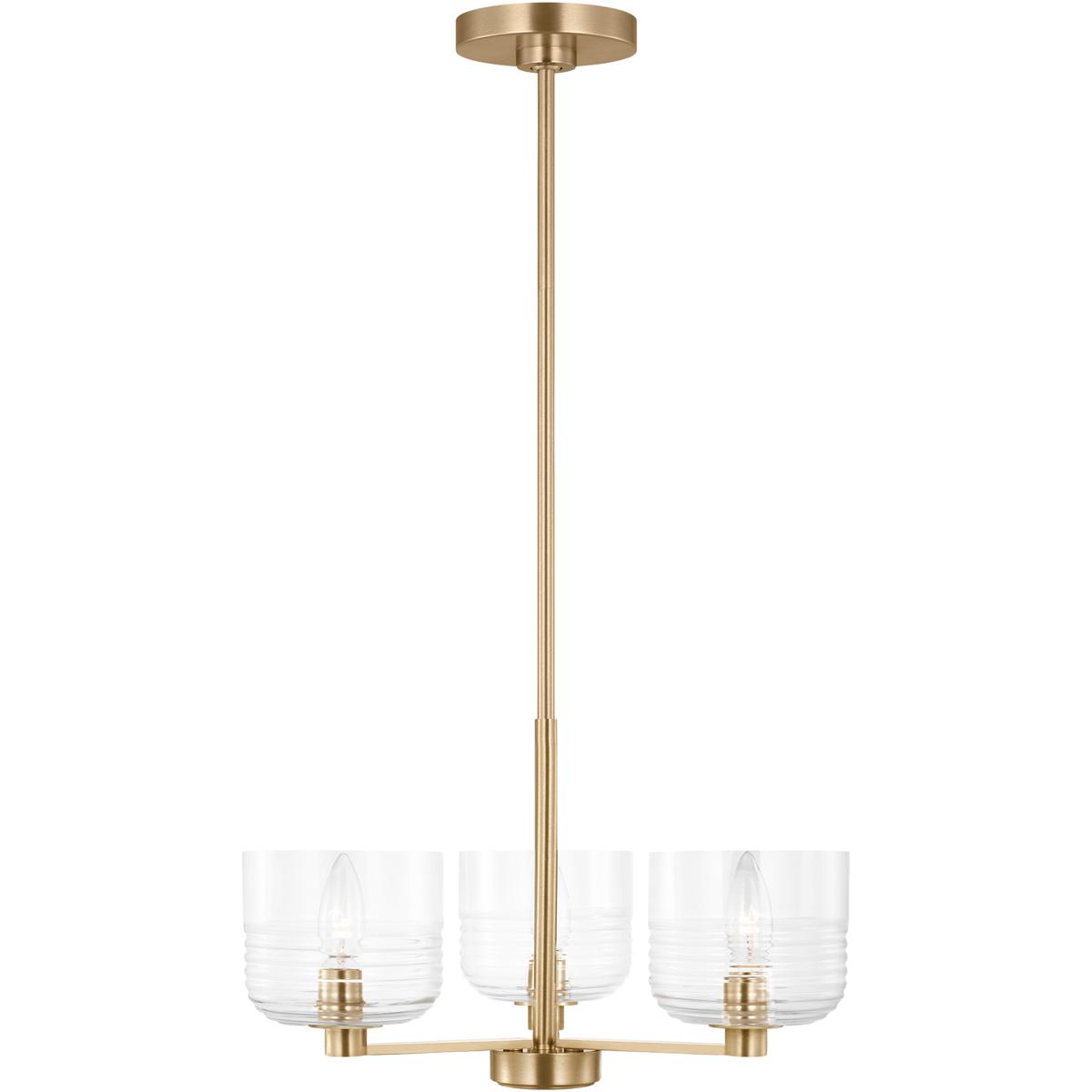 Visual Comfort Studio Collection DJC1233SB Drew & Jonathan Lochdale 3 Light 17.88 inch Satin Brass Chandelier Ceiling Light, Small