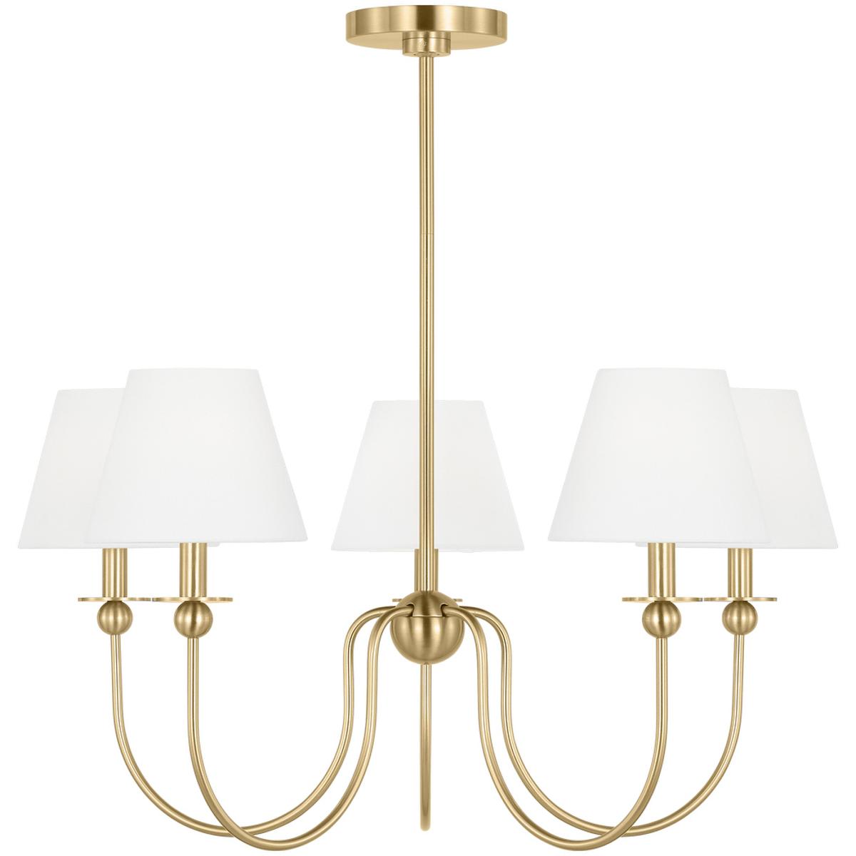 Visual Comfort Studio Collection DJC1255SB Drew & Jonathan Elsay 5 Light 29.75 inch Satin Brass Chandelier Ceiling Light, Medium